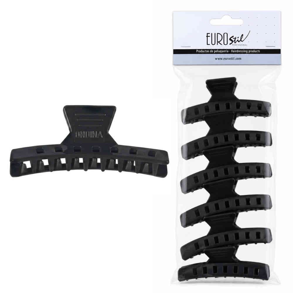 Broche Plástico Grande Negro x6un